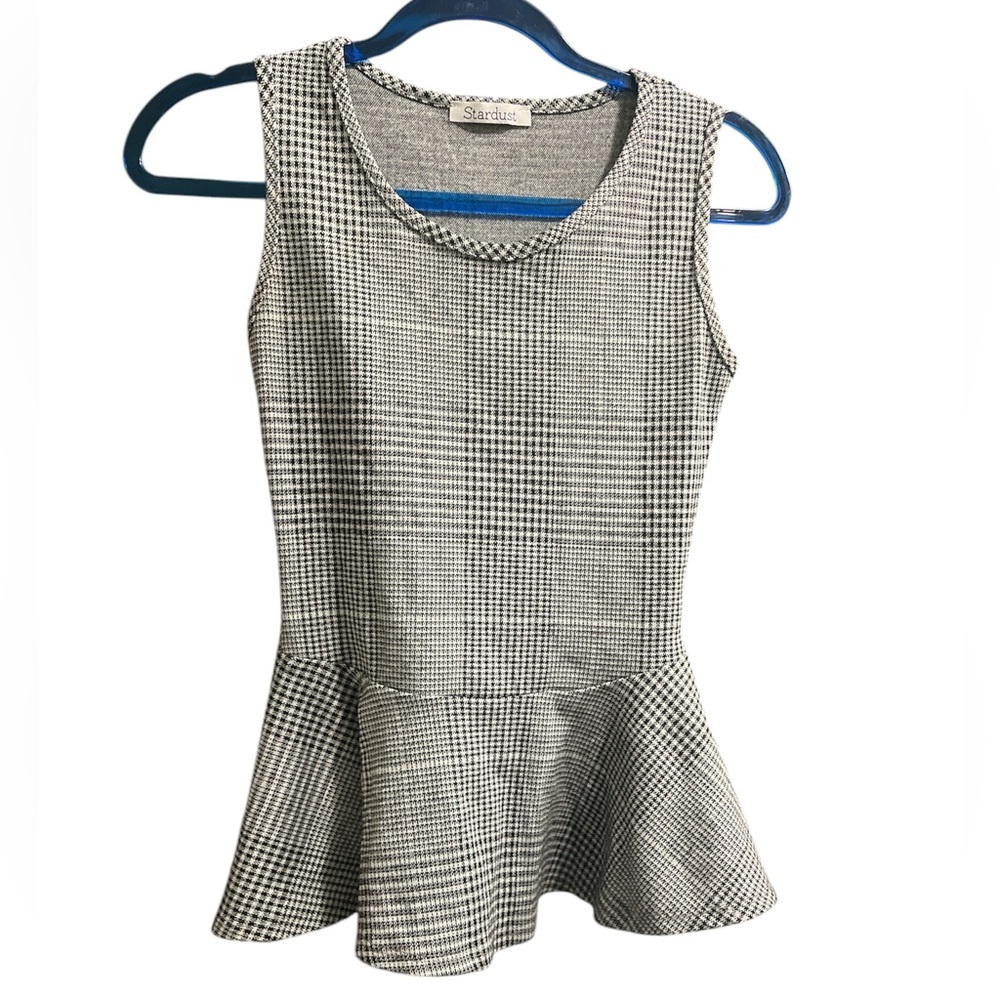 Stardust Black & White Gingham Check Sleeveless Top - Size Medium